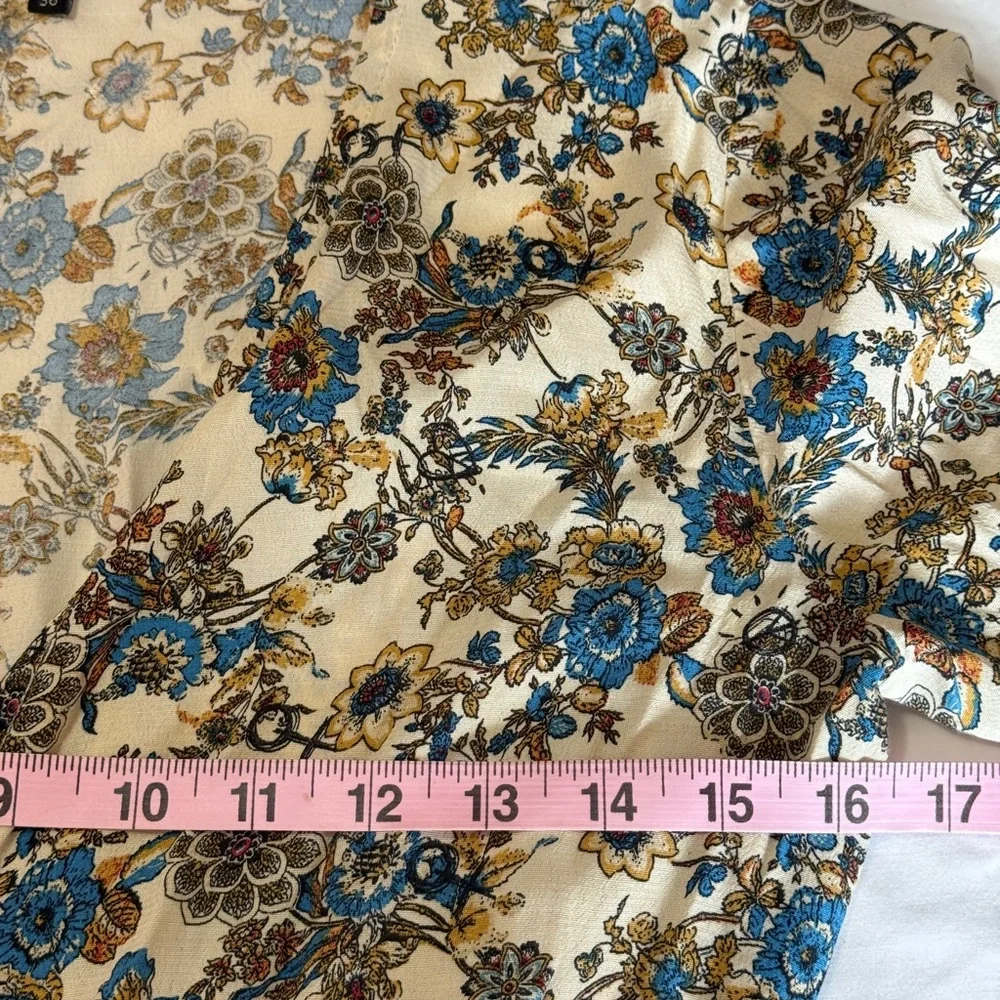 Desigual Blue and Cream Floral Smocked Waist Boho Dress Size S - Picture 11 of 11